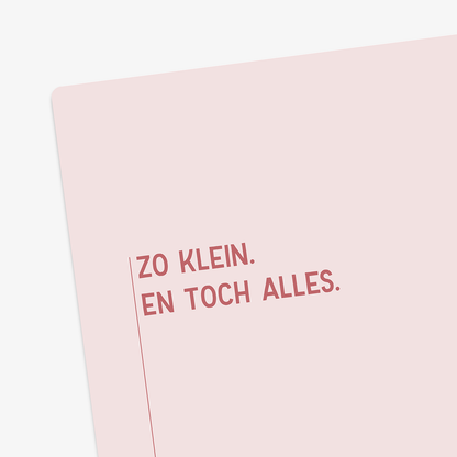 Detail van geboortekaart met tekst &