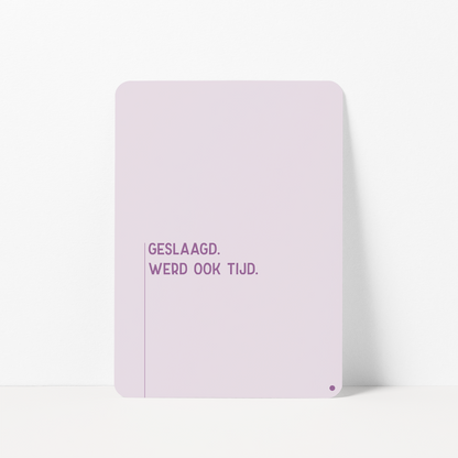 Geslaagd kaart met de tekst &