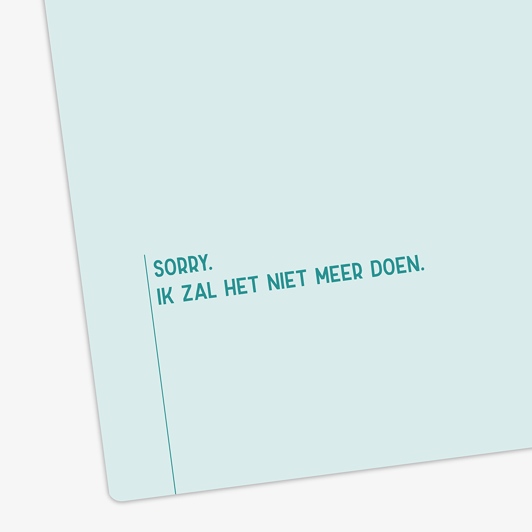 Detail van sorry kaart met tekst &