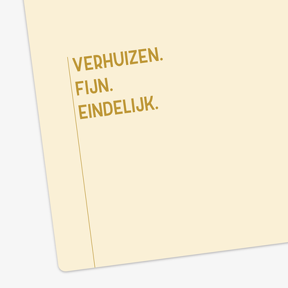 Detail van verhuiskaart met tekst &