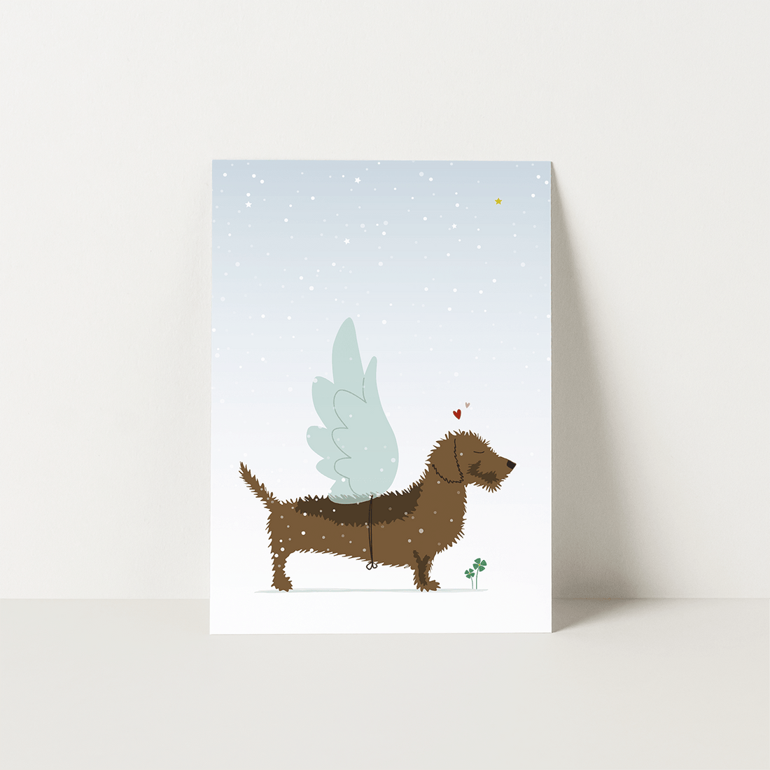 kerstkaart-teckel-engel-liefde
