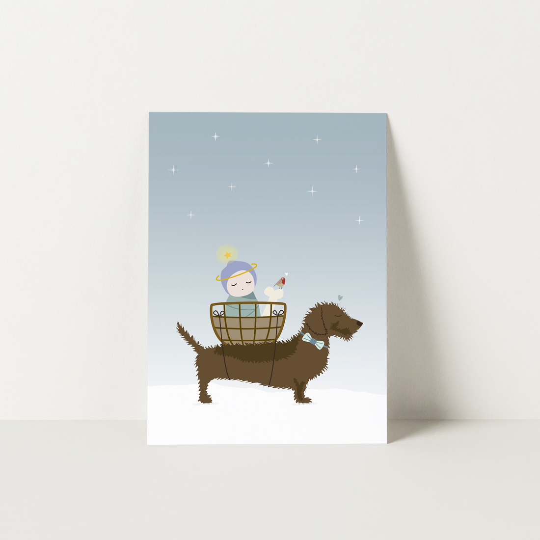 kerstkaart-teckel-teckel-kerstkindje