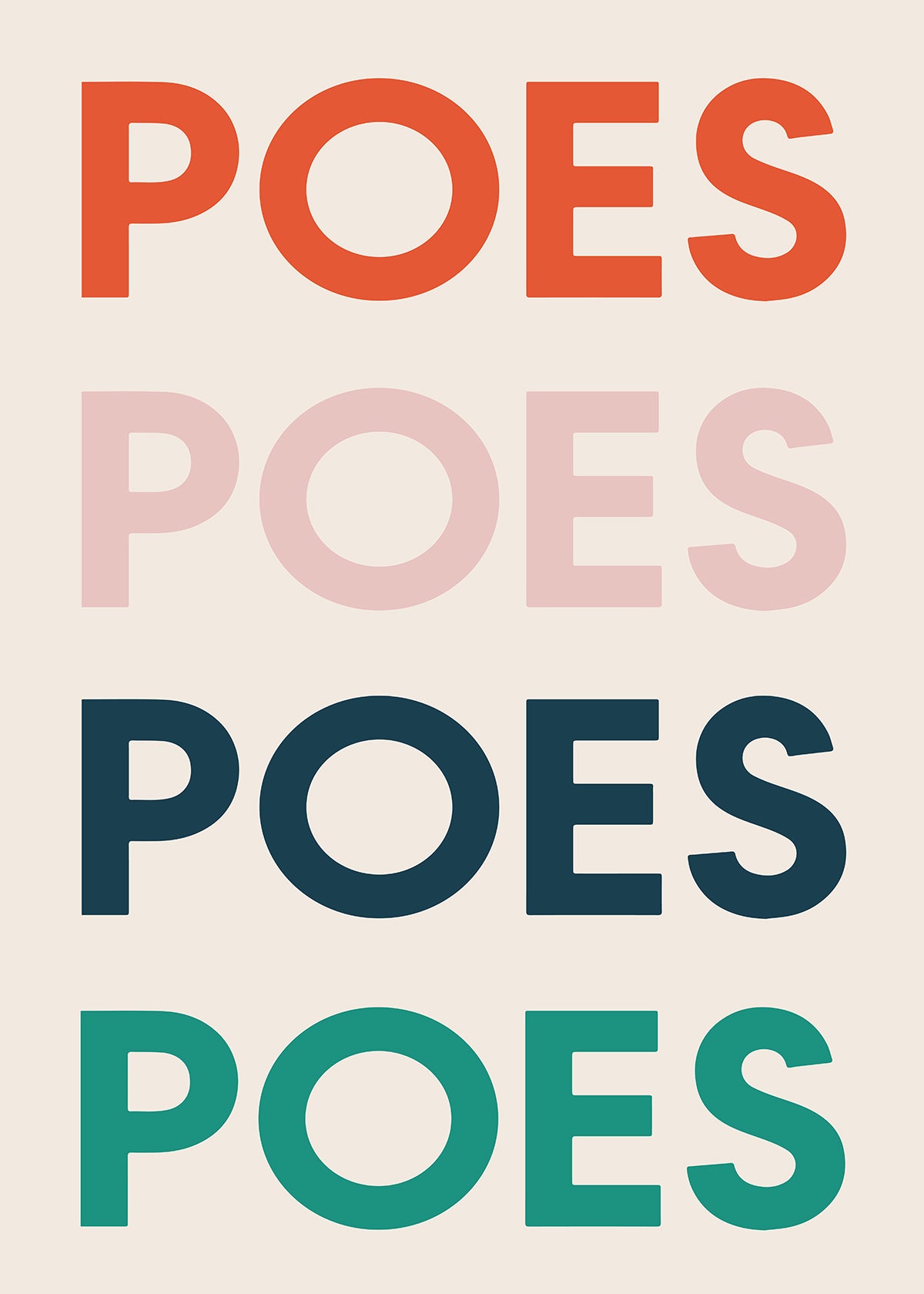 Poster Poes Poes Poes- beige - A3