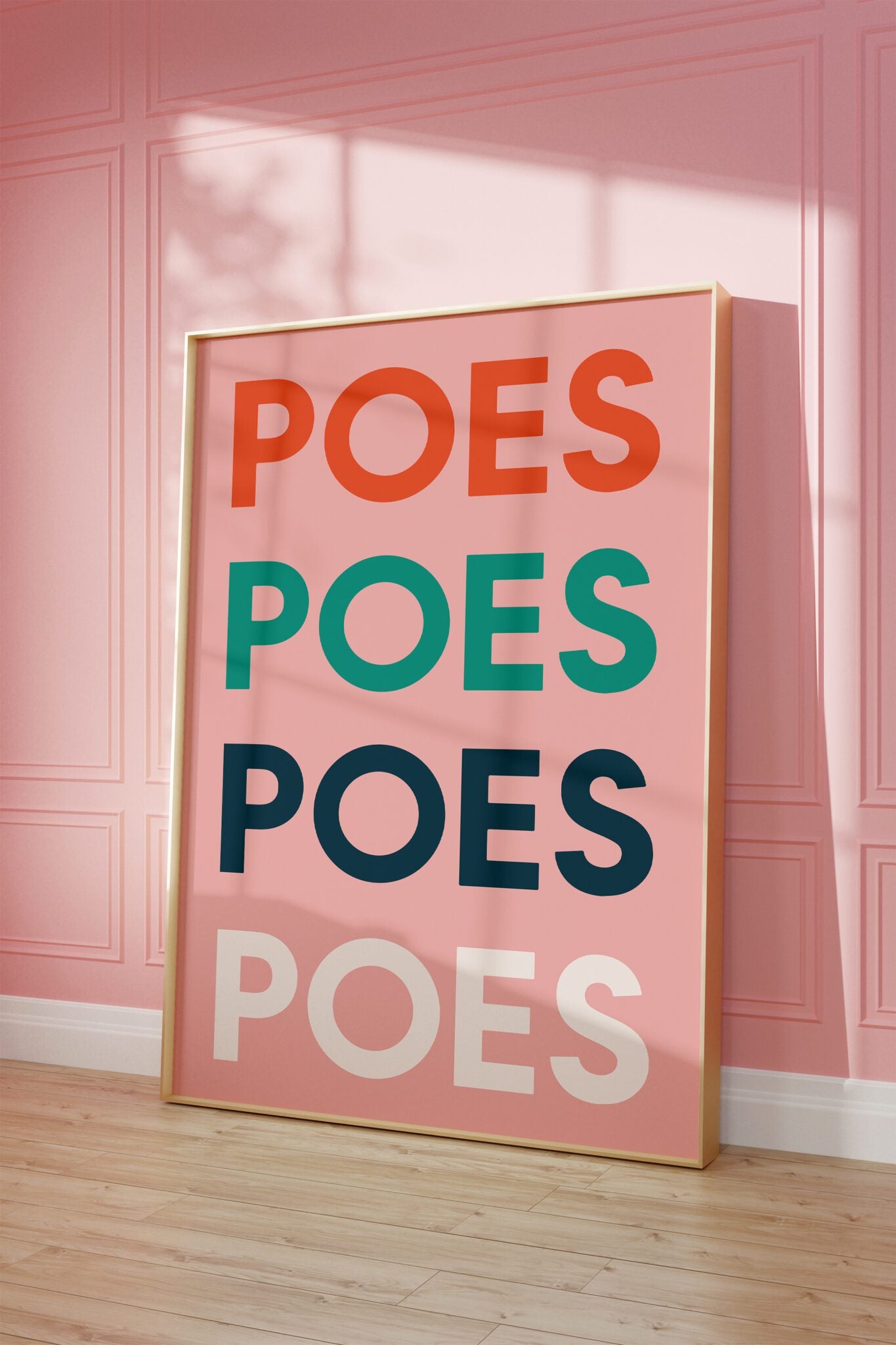 Poster Poes Poes Poes- roze - A3