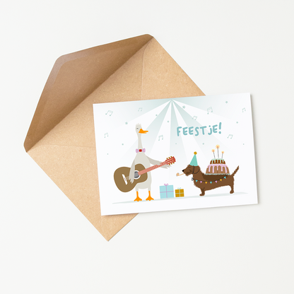 uitnodigingskaarten-kinderfeest-disco-muziek-gitaar-taart